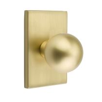 Emtek Orb Knob Door Set with Modern Rectangular Rose Satin Brass (US4)