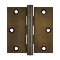 Deltana 3 1/2" x 3 1/2" Square Corner Solid Brass Distressed Hinges DSB35