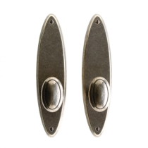 Rocky Mountain 2-1/2" x 10" Oval Escutcheon with choice of Knob or Lever