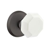Emtek Bronze Old Town Milk Door Knob with #2 Rose Flat Black Patina