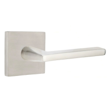 Emtek Stainless Steel Helios Door Lever Set with Square Rose Brushed SS
