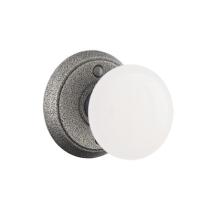 Emtek Madison Ivory Door Knob Set with #2 Rose Satin Steel 