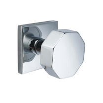 Emtek Brass Octagon Door Knob Set with Square Rosette Polished Chrome (US26)