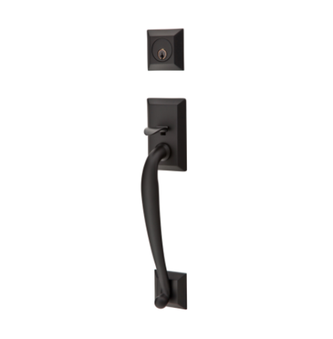 Emtek 4413, 4423, 4403 Franklin Handleset with Milano Lever Flat Black