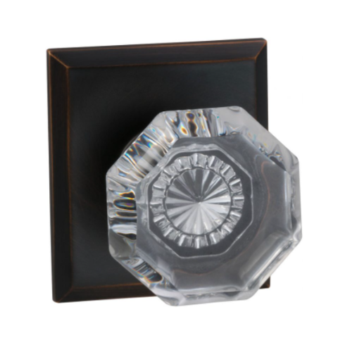 Omnia 955RT Glass Door Knob Set with Rectangular Rose Tuscan Bronze (TB)