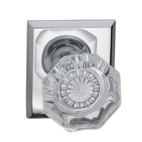 Omnia 955RT Glass Door Knob Set with Rectangular Rose Polished Chrome (US26)