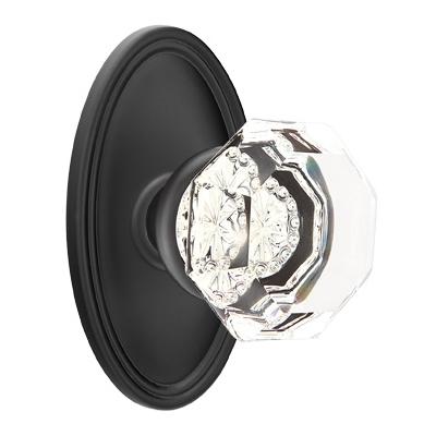 Emtek Old Town Clear knob with Oval Rose Flat Black (US19)