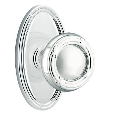 Emtek Ribbon and Reed Door Knob with Oval Rose Polished Chrome (US26)