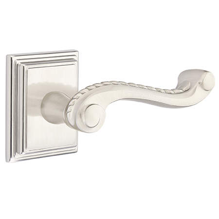 Emtek Rope Door Lever with Wilshire Rose Satin Nickel (US15)