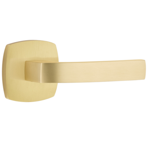 Emtek Modern Breslin Lever Set with Urban Modern Rose Satin Brass