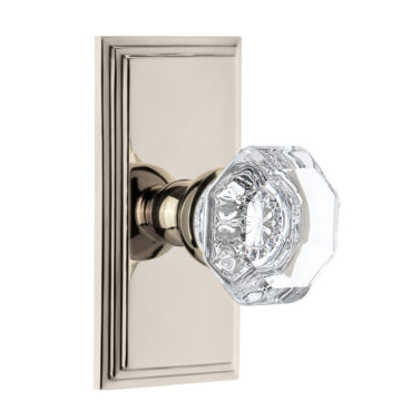 Grandeur Chambord Door Knob Setwith Carre Short Plate Polished Brass