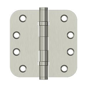 Deltana DSB4R5B15 4" x 4" Radius Corner Ball Bearing Solid Brass Hinges (Pair) Satin Nickel (US15)