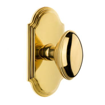 Grandeur Eden Prairie Door Knob Set with Arc Short Plate Polished Brass