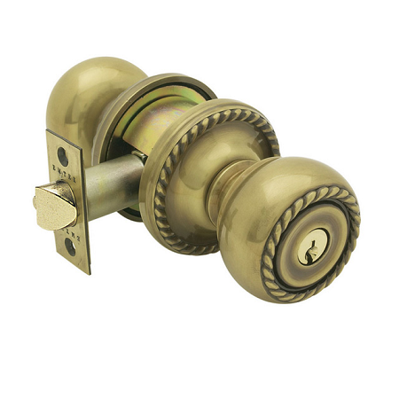 Emtek Rope Keyed Entry Door Knob Set in French Antique (US7)