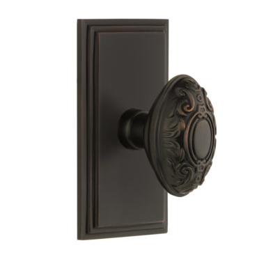 Grandeur Grande Victorian Door Knob Set with Carre Short Plate Timeless Bronze