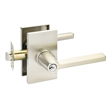 Emtek Helios 5123 Key in Lever with Modern Rectangular Rose in Satin Nickel