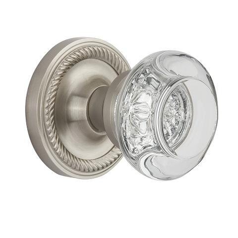 Nostalgic Warehouse Round Clear Crystal Privacy Mortise with Rope Rose SN