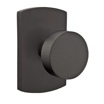 Emtek Bronze Round Door Knob with #4 Rose Flat Black Patina (FB)