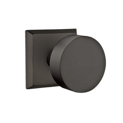 Emtek Bronze Round Door Knob with #6 Rose Flat Black Patina (FB)