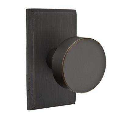 Emtek Bronze Round Door Knob with #3 Rose Medium Bronze Patina (MB)