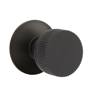 Emtek Select Straight Knurled Door Knob Set with Conical Stem Modern Rose Oil Rubbed Bronze