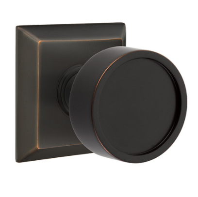 Emtek Modern Verve Door Knob Set with Quincy Rose Oil Rubbed Bronze 