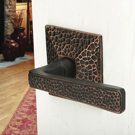 Emtek Hammered Door Lever Set with Hammered Rosette Oil Rubbed Bronze (US10B)