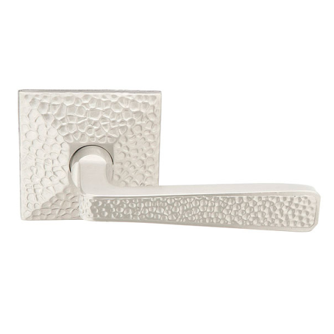 Emtek Hammered Door Lever Set with Hammered Rosette Satin Nickel (US15)