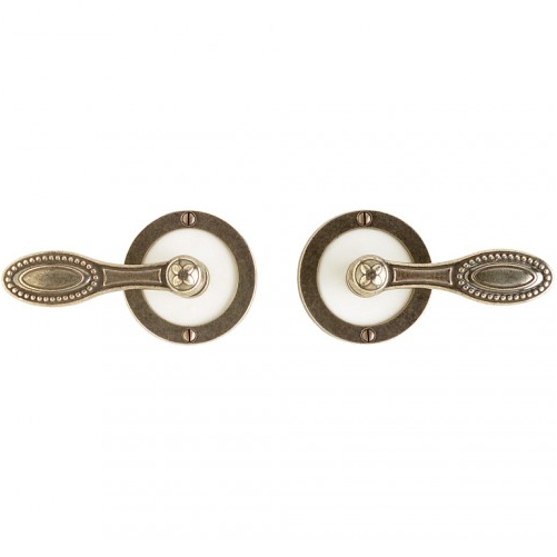 Rocky Mountain E101 Round Designer Escutcheon with White Leather Inlay